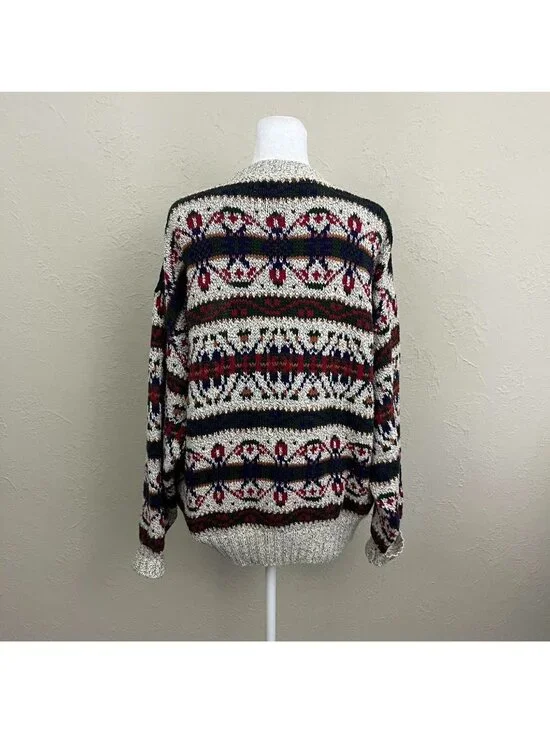 vintage 90s striped quirky indie grandpa sweater - Picture 4 of 8